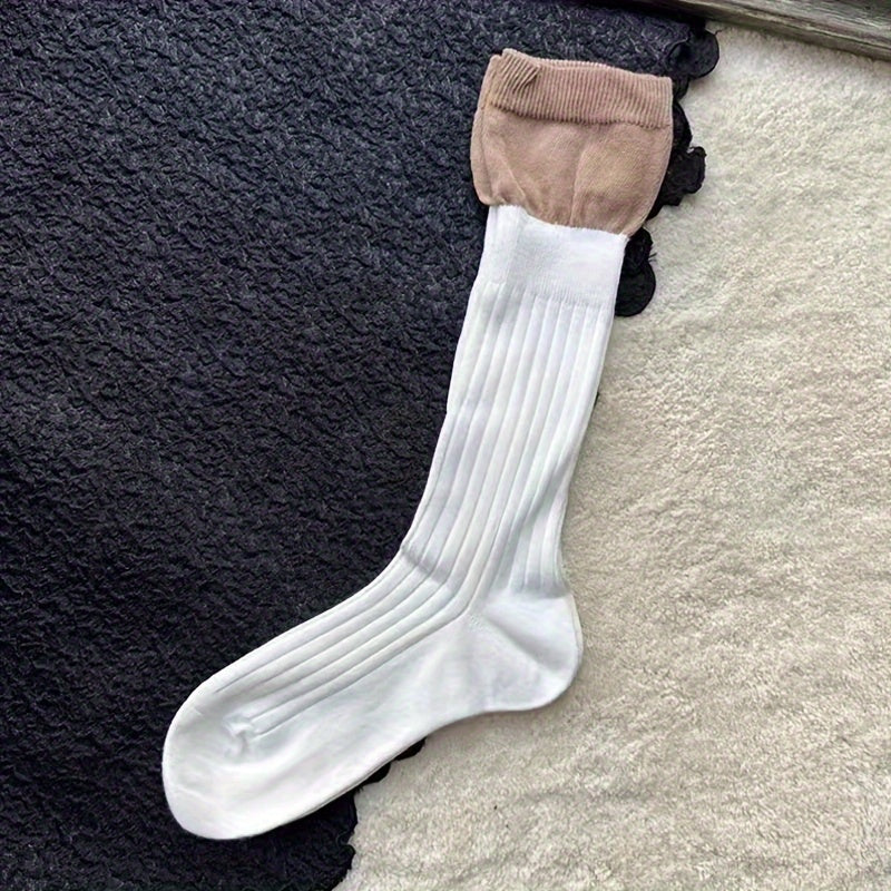 3 Pairs Colorblock Socks Comfy & Breathable Women's Stockings