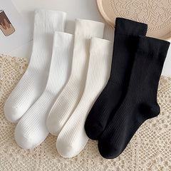6 Pairs Comfy Breathable Women's Solid Socks Stockings