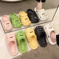 Women's Bear Clogs Slip On Beach Shoes Hollow Out Breathable Shoes