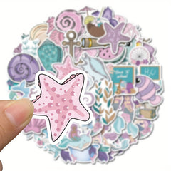 56pcs Pink Purple Mermaid Underwater Animal Stickers Waterproof Stickers