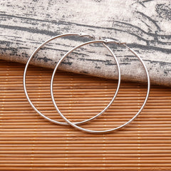 Golden Silvery Hoop Earrings Minimalist Stainless Steel 14K Plated
