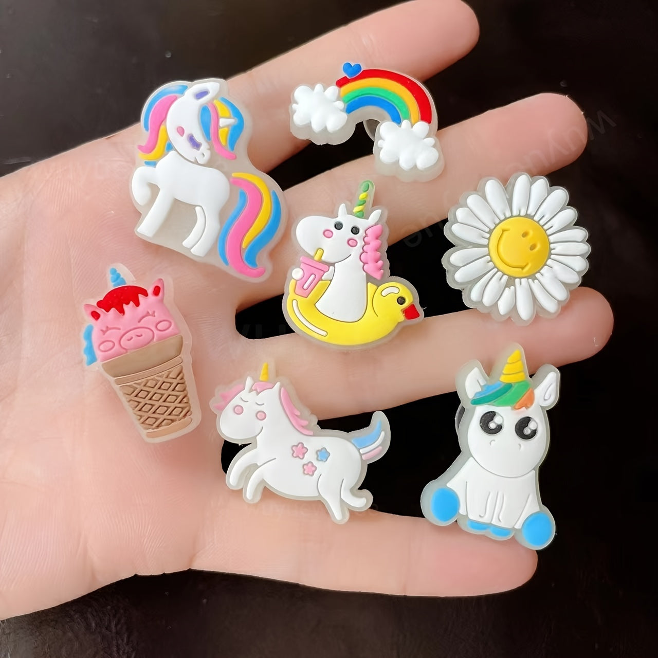 14pcs Rainbow & Unicorn Shoe Charms PVC Anime Sandals Decoration