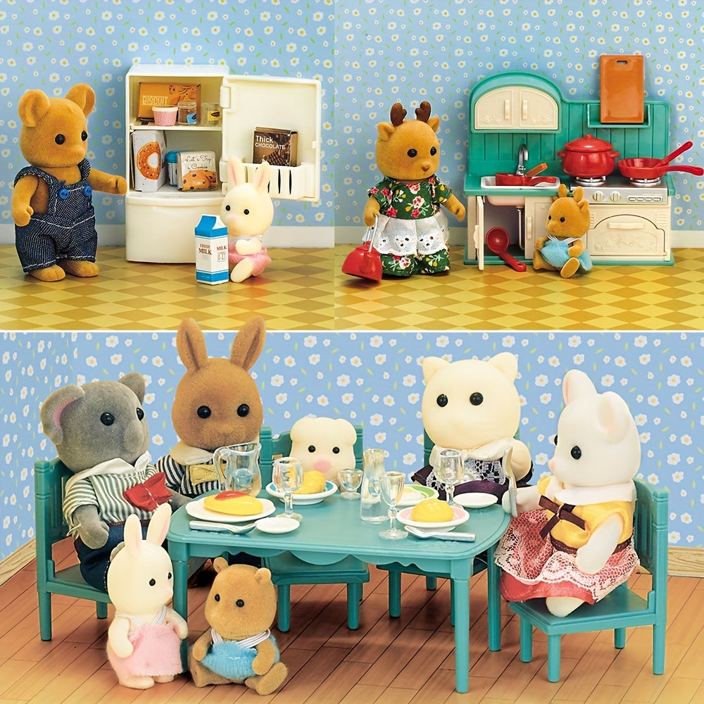 Dollhouse Kitchen Set Forest Animal Family Kitchenware Toys