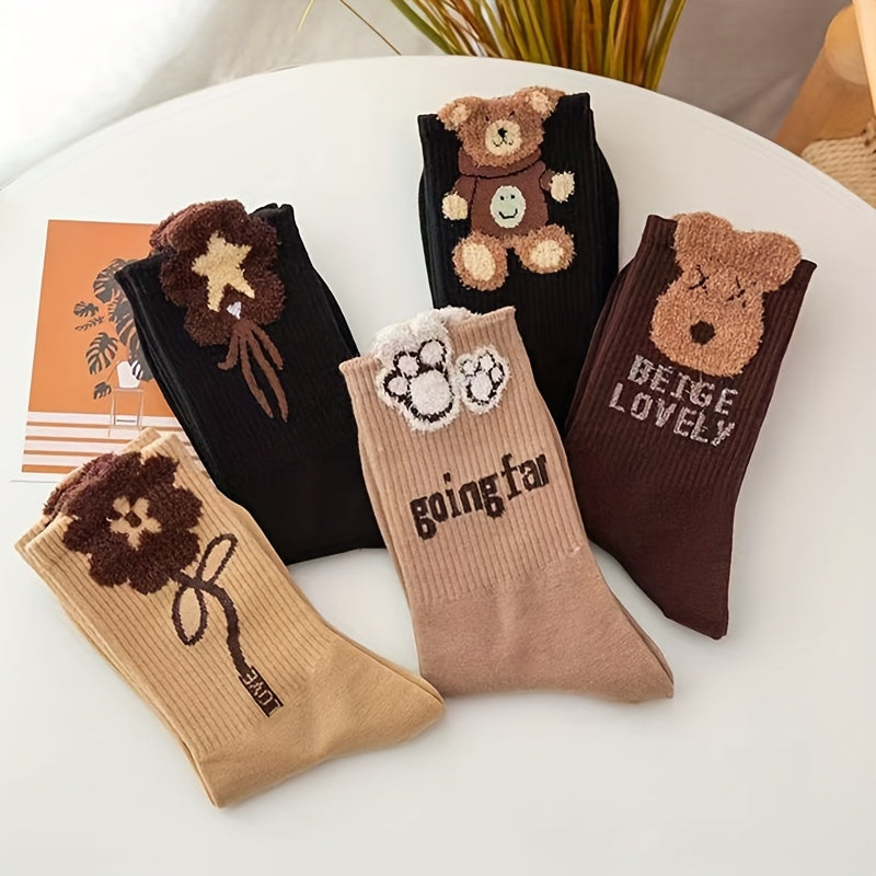 5 Pairs Cartoon Print Women's Socks Stockings