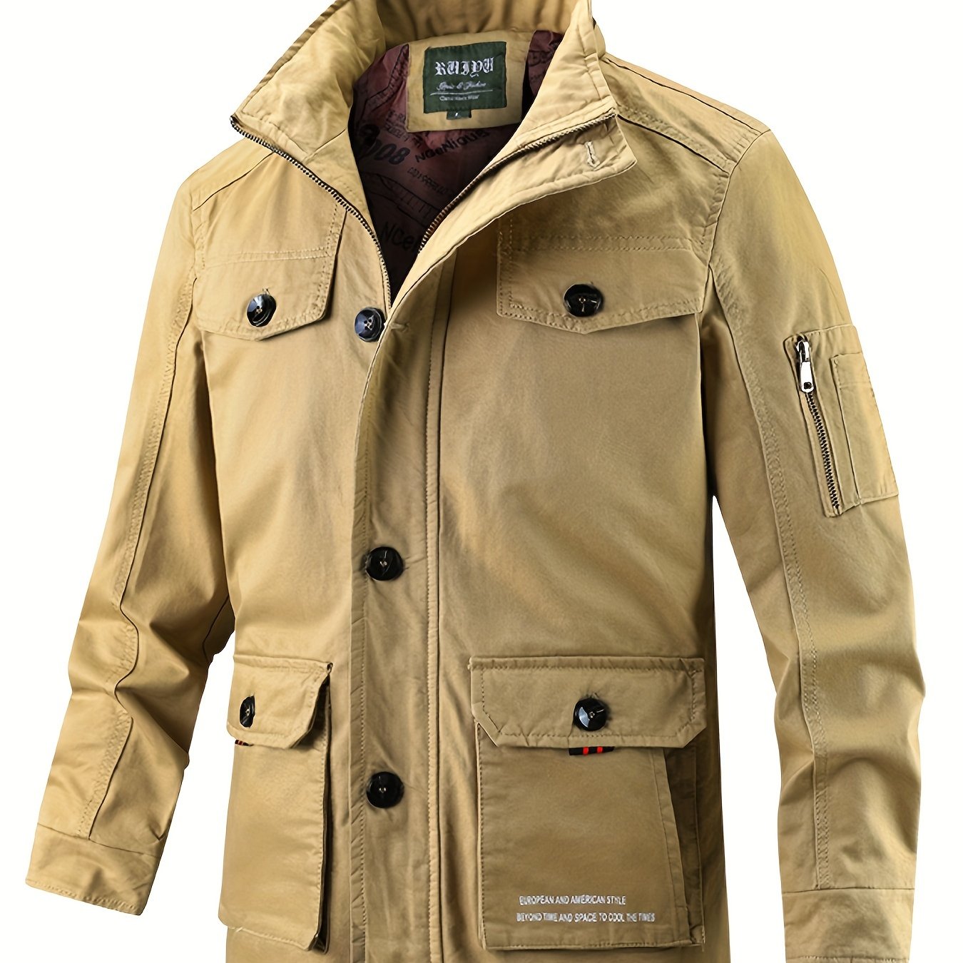 Men's Outdoor Hooded Breathable Jacket Retro Solid Outerwear for Spring Autumn