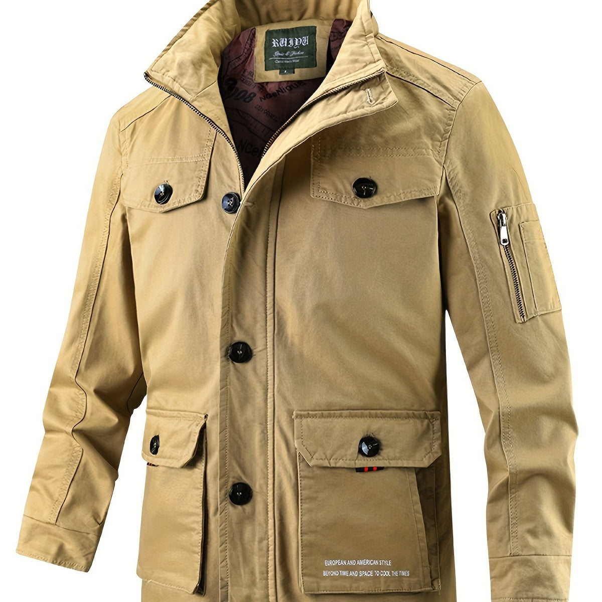 Men's Outdoor Hooded Breathable Jacket Retro Solid Outerwear for Spring Autumn