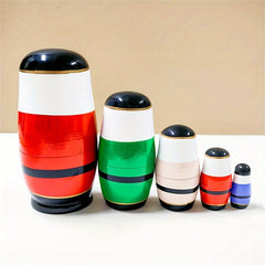 Colorful Wooden Nesting Dolls Set Educational Stackable Toys for Kids