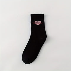 Heart Print Socks 4 Pairs Women's Stockings
