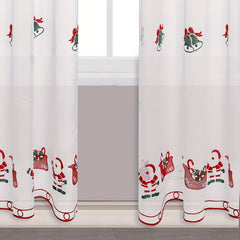 Santa Claus Embroidered Sheer Curtain for Rural Pastoral Decor