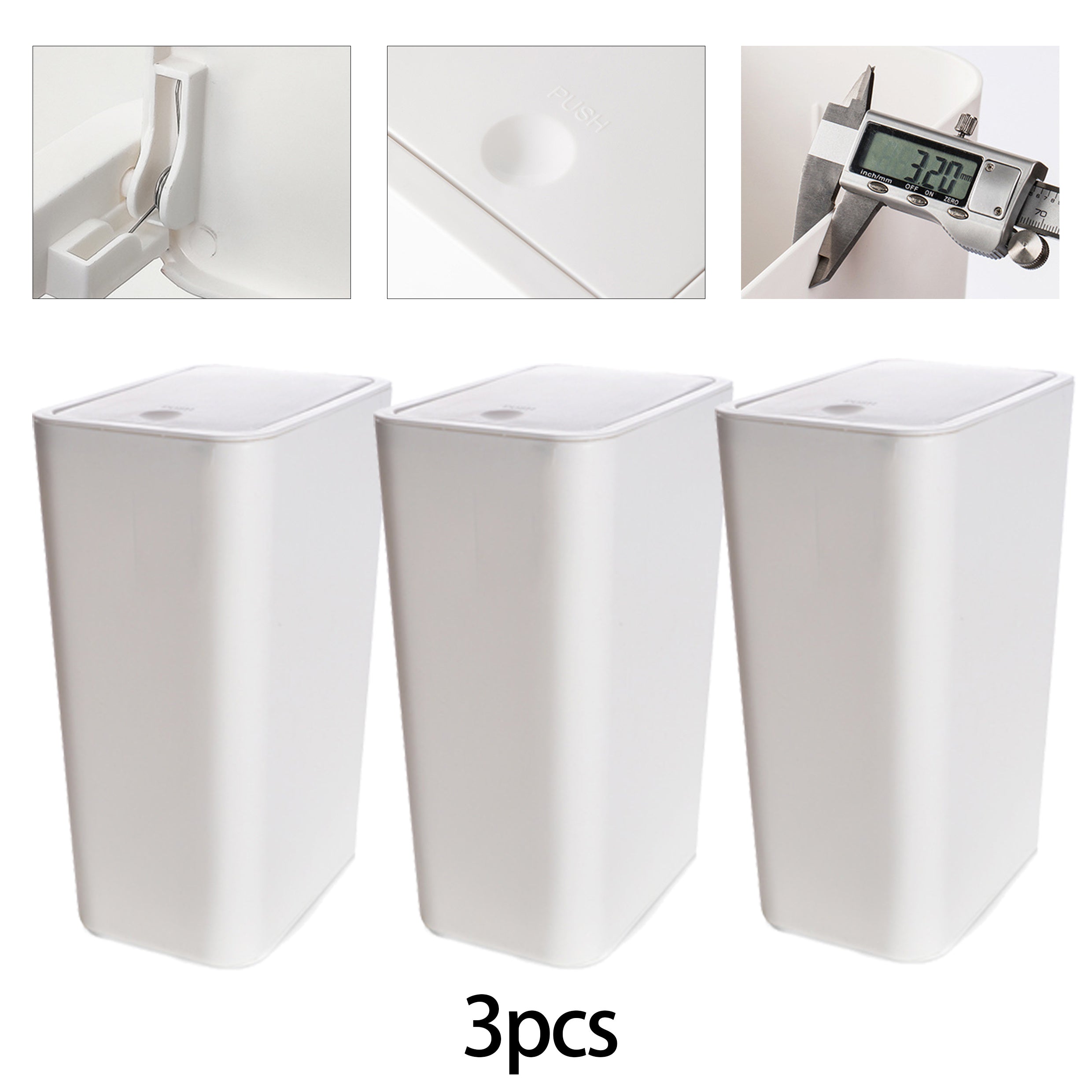 10L Small Trash Can With Lid, Slim Garbage Bin Wastebasket
