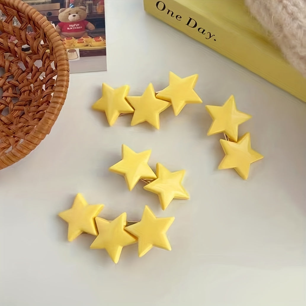 Yellow Star Hair Clip - Duck Billed Clip for Women Girls Baby