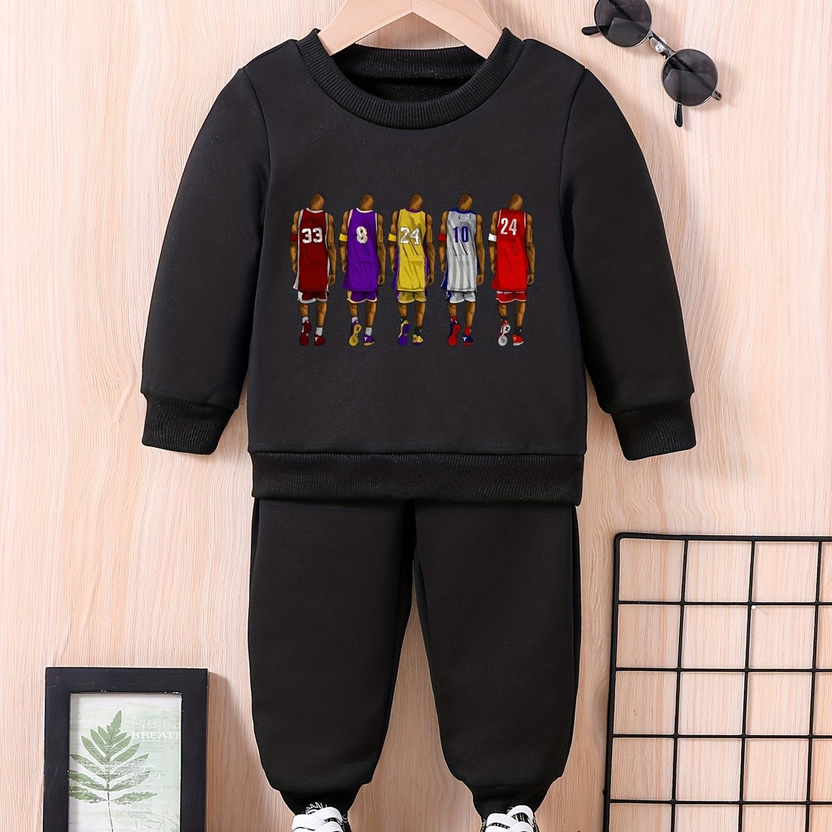 Baby Basketball Players Team Outfit Long Sleeve Sweatshirt Trousers Set