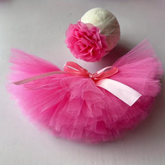 Hot Pink Tutu & Flower Headband Set for Newborns & Toddlers