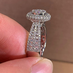 925 Silver Plated Micro Pave Zircon Engagement Ring
