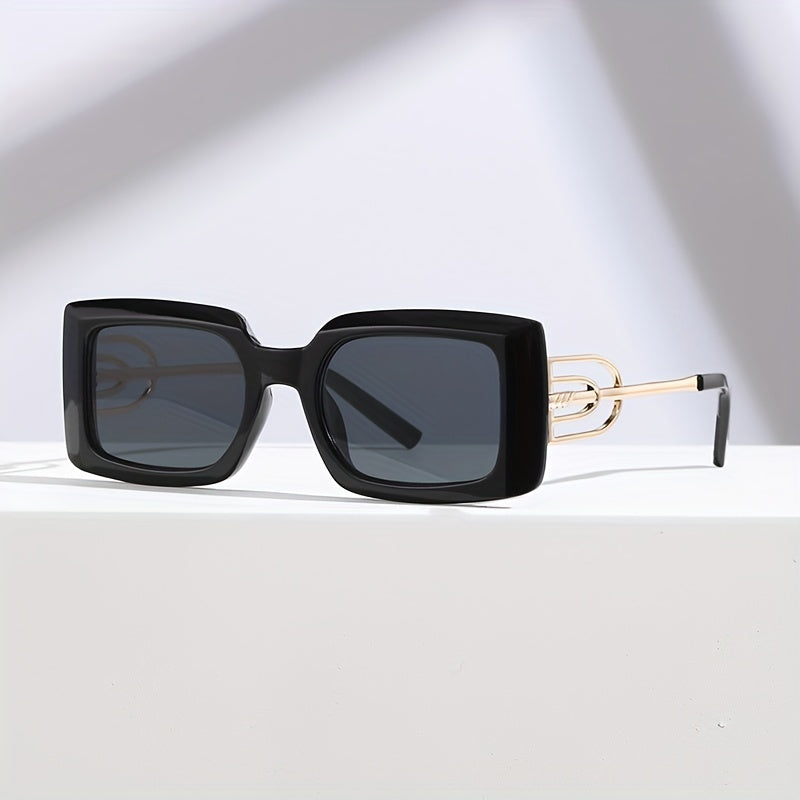 Square Frame Sunglasses Y2K Metal Hollow Temple Glasses UV400
