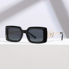 Square Frame Sunglasses Y2K Metal Hollow Temple Glasses UV400
