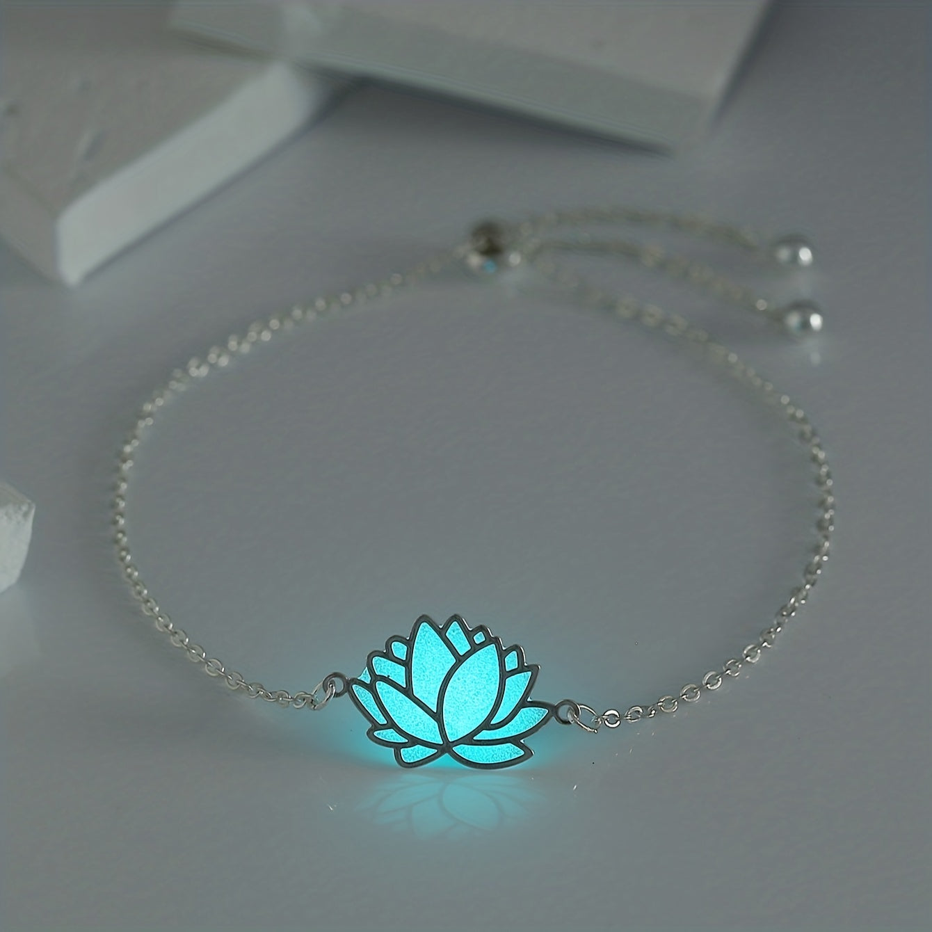Luminous Lotus Thin Chain Bracelet Gift For Women Daily Wear