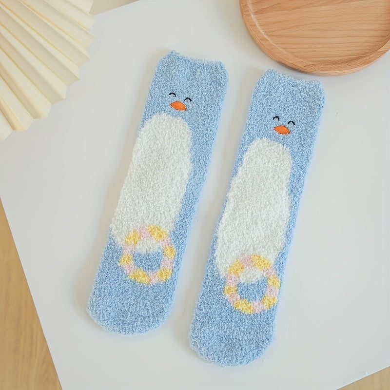 5 Pairs Cartoon Fuzzy Socks Women's Stockings
