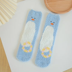 5 Pairs Cartoon Fuzzy Socks Women's Stockings