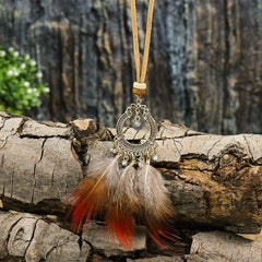 Boho Style Pendant Necklace Feather Tassel & Shell Pendant