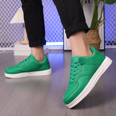 Faux Leather Flat Breathable Skate Shoes Non Slip Casual Sneakers