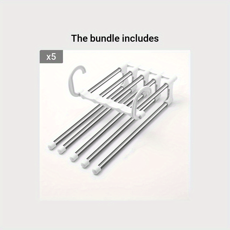 5 In 1 Stainless Steel Pants Hanger Folding Storage Rack Trousers Hanger