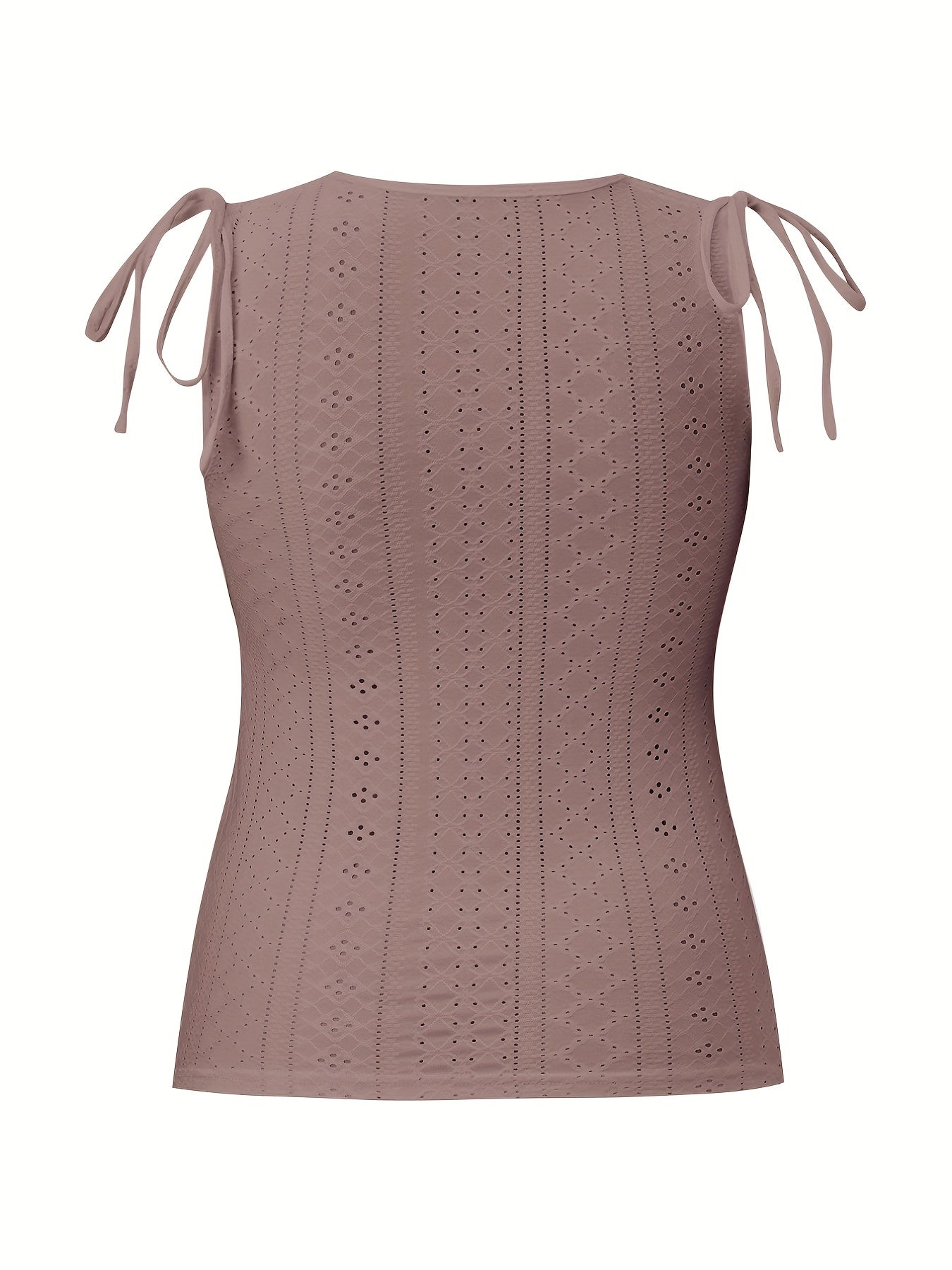  Casual Tank Top Women's Eyelet Embroidered Button Decor