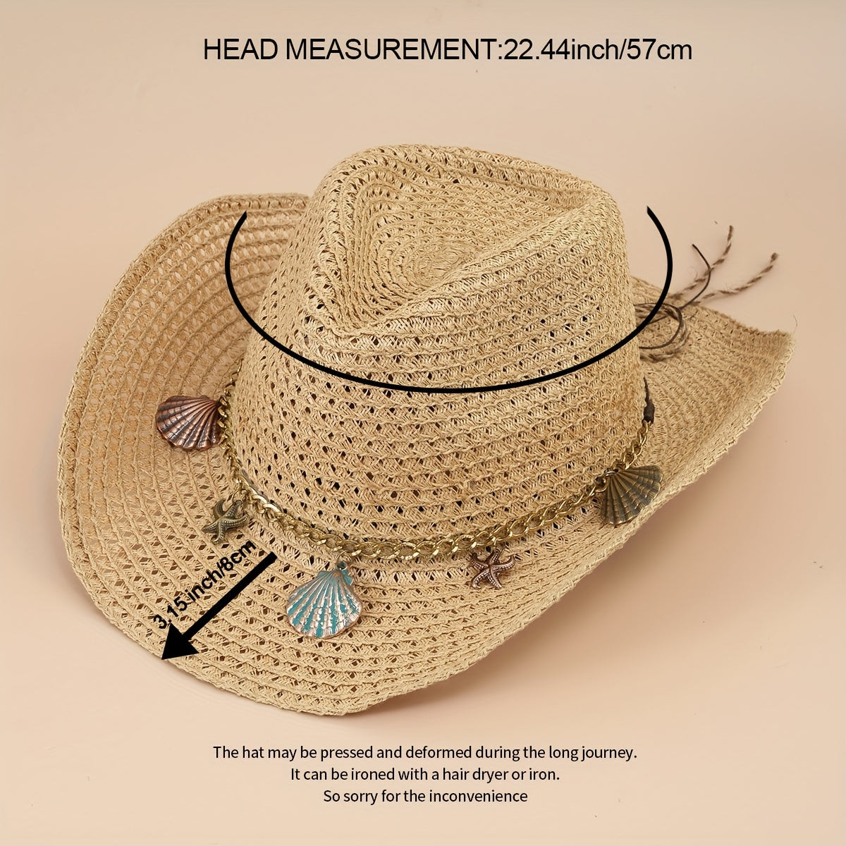 Boho Vintage Straw Sun Hat Cowboy Outdoor Travel Beach Hat