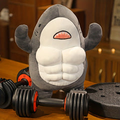 Funny Muscle Shark Plush Toy Stuffed Animal Hug Pillow 38 cm Gift