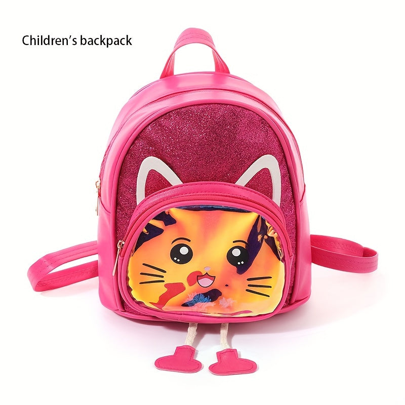Kids Glitter Kindergarten Backpack Cat Schoolbag