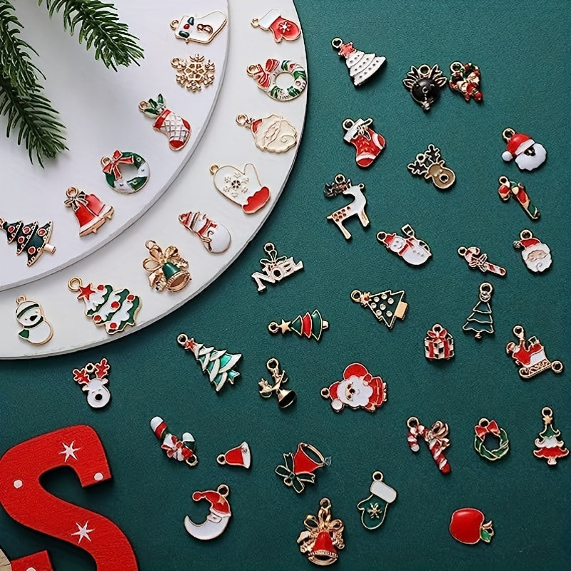 Mini Alloy Christmas Santa Claus Pendants for DIY Jewelry Making