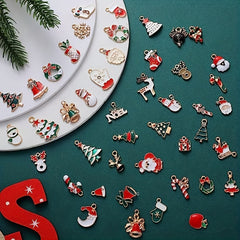 Mini Alloy Christmas Santa Claus Pendants for DIY Jewelry Making