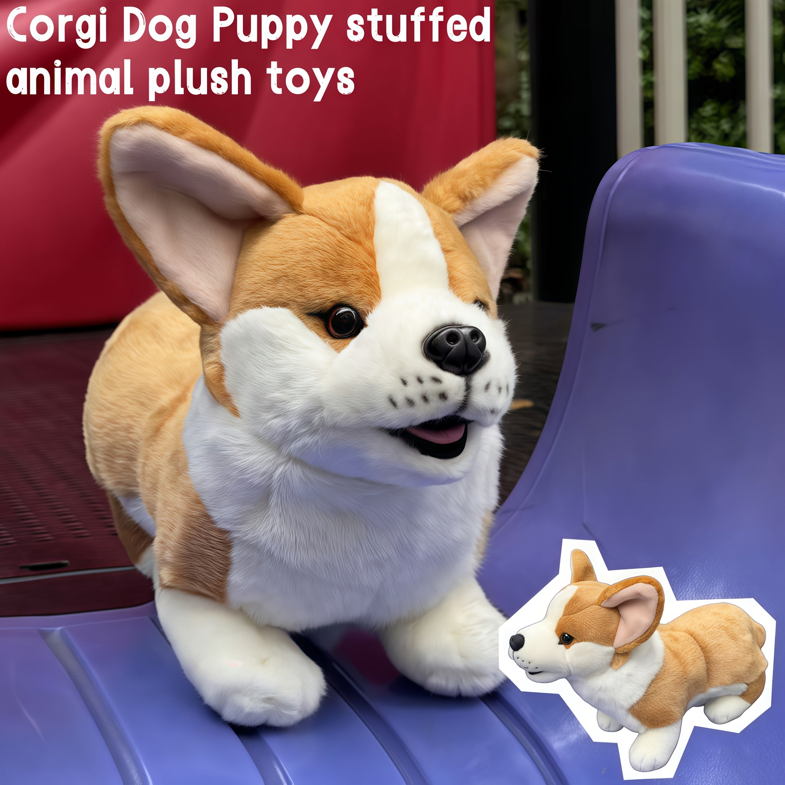 JIAJCHUF Corgi Plush Stuffed Animal Soft Fluffy Corgi Dog Doll
