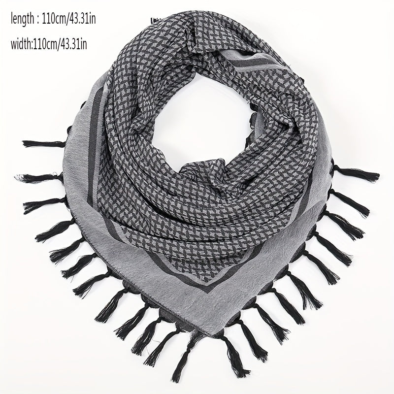 Tactical Desert Scarf Arab Scarf Wrap Head Neck Sunscreen Wrap Tassel