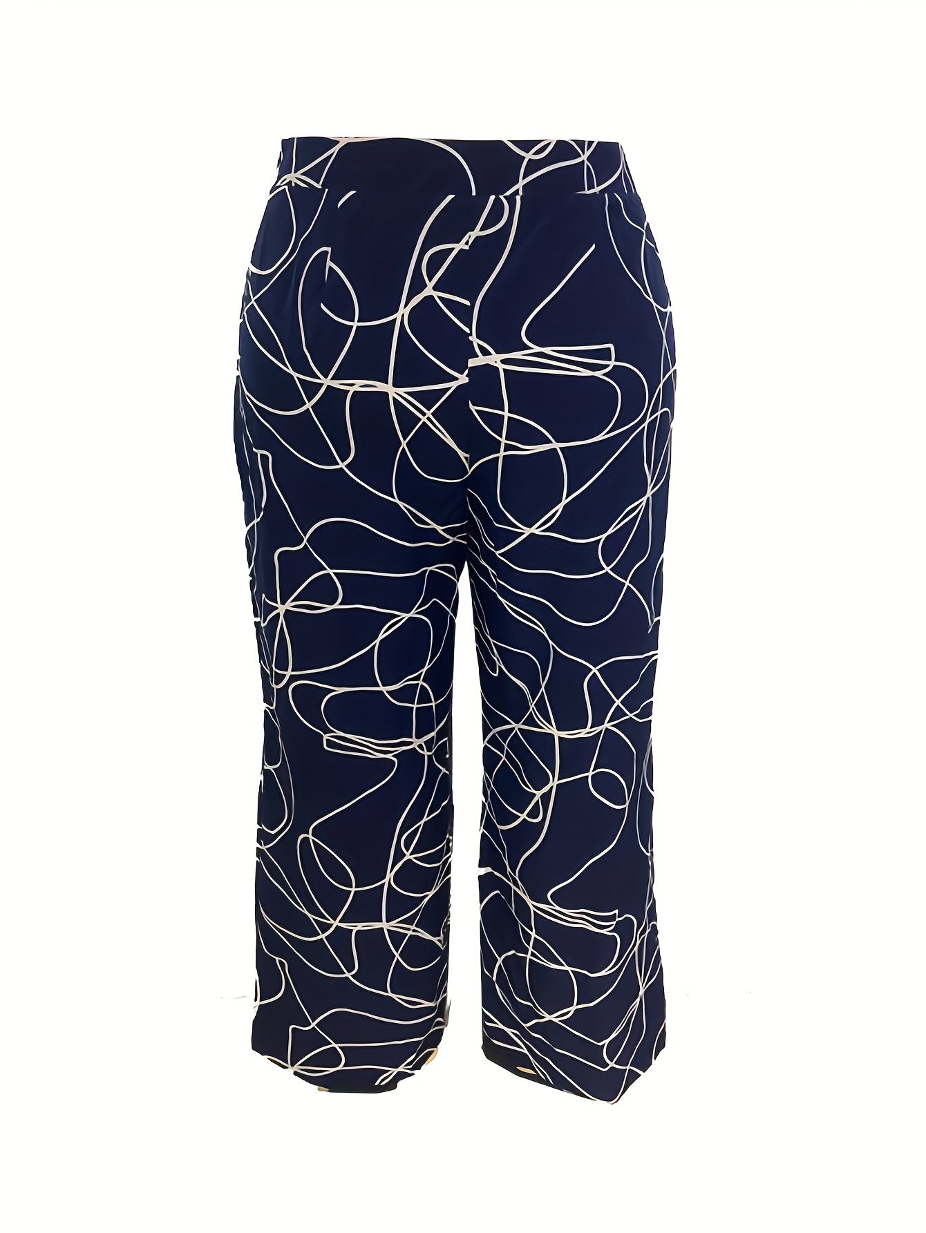  Abstract Stripe Print Wide Leg Trousers