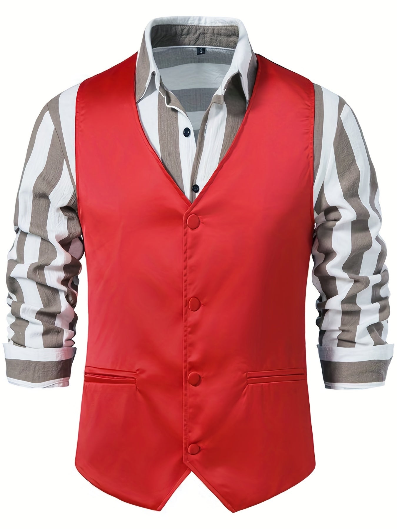 Men's Casual Slim Fit Western Vest Jacket V Neck Sleeveless Waistcoat