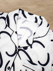 Striped Print Pajama Set Long Sleeve Button Top & Pants