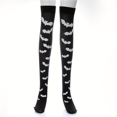 Halloween Party Stockings Spider Web Bat Skull Over The Knee Socks