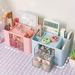 Desktop Storage Box with Drawer Plastic Desk Storage Box