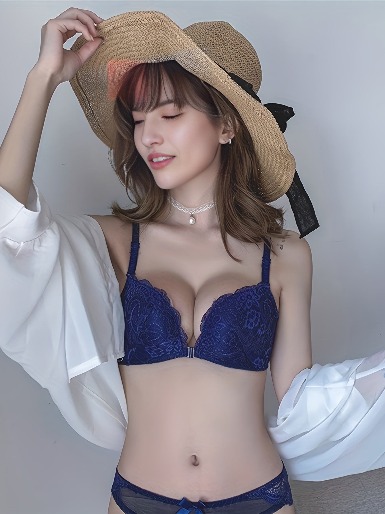 Lace Push Up Bra Embroidery Front Buckle Bra Women's Lingerie