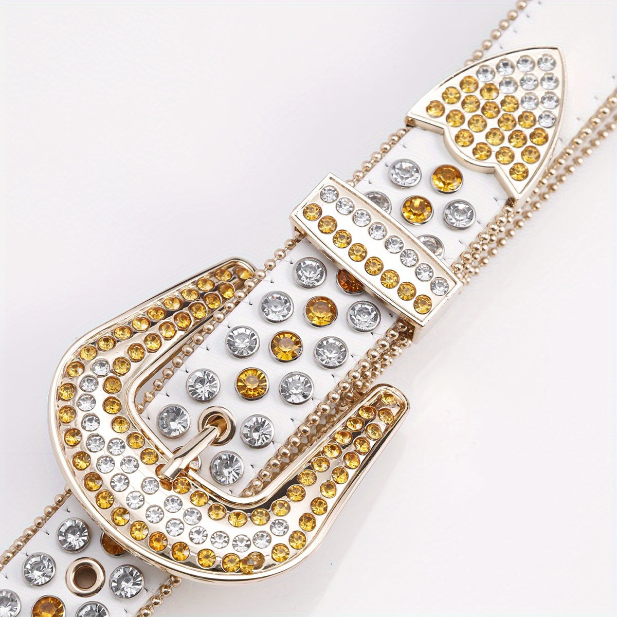 Rhinestone PU Leather Belt with Pin Buckle