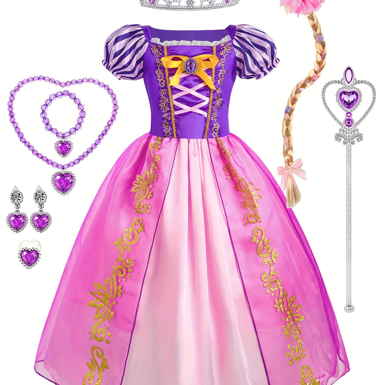 Princess Dress with Crown Necklace & Ring