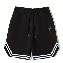 Men's Streetwear Letter Drawstring Shorts for Workout Fitness Summer