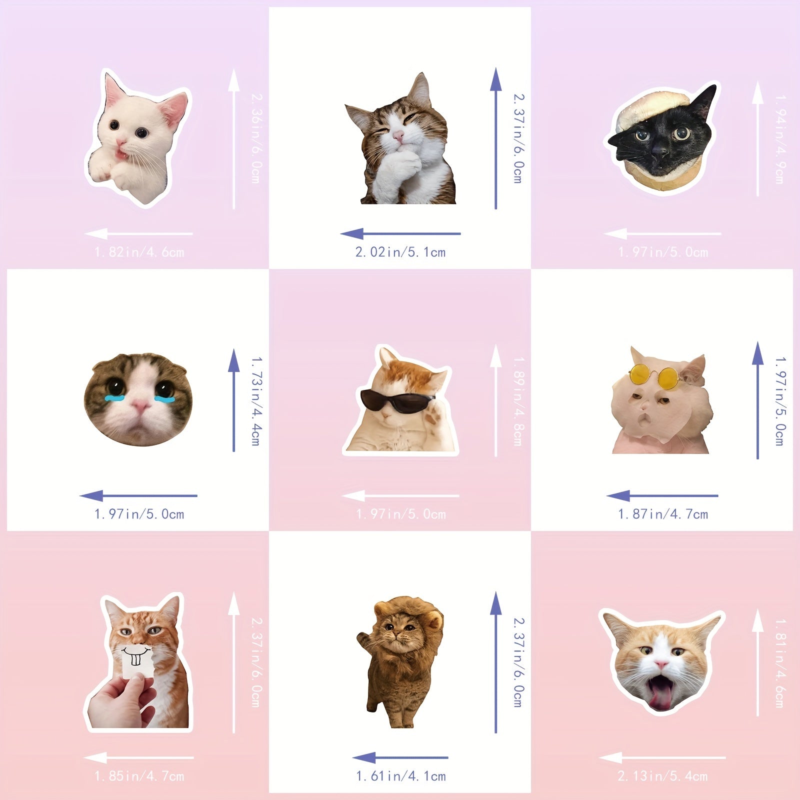 100pcs Cat Expression Package Stickers Funny DIY Cat Head Stickers