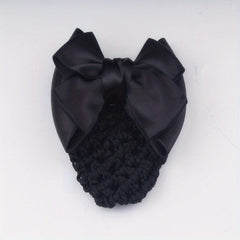 Bowknot Snood Net Barrette Hair Clip Bun Cover Hairnet Lace Bow Decor