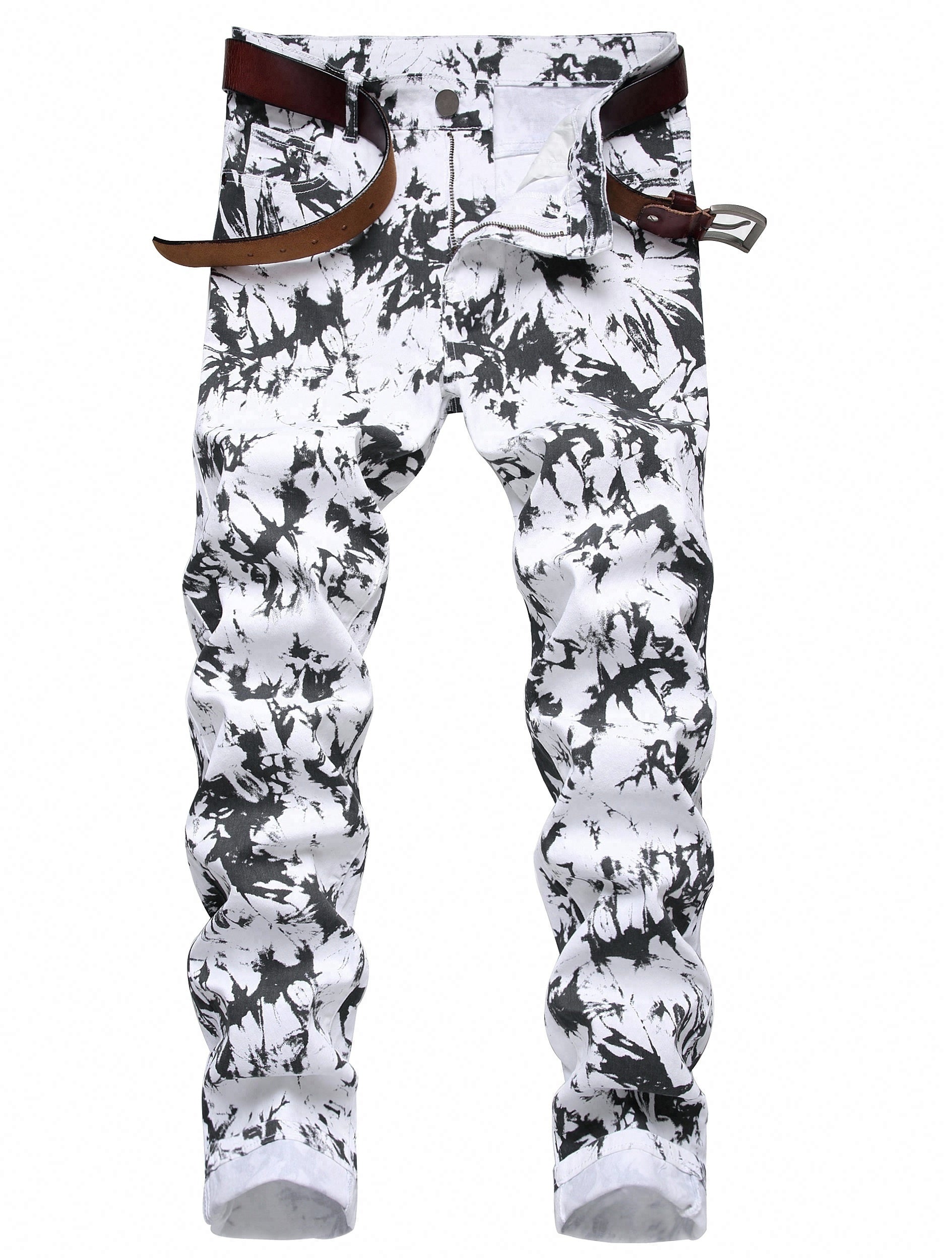 Men's Slim Fit Printed Jeans for Spring