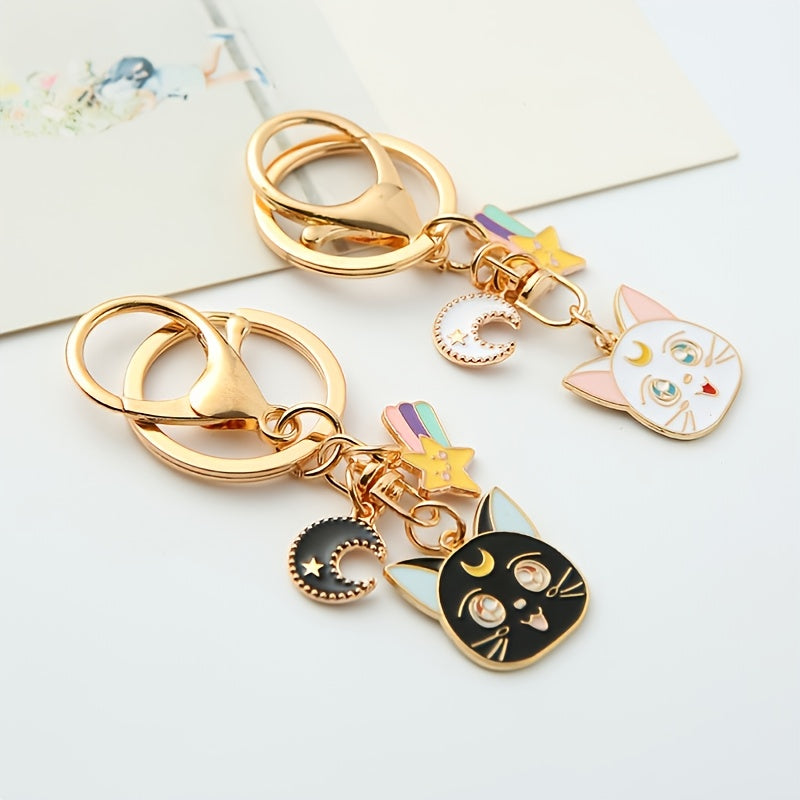 Cat Alloy Car Key Ring - Stylish Bag Accessory