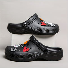 Men's Clogs with Charms Slip-On Closed Toe Sandals Soft Sole Walking Shoes