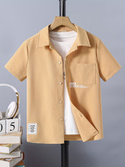 Stylish Letter Graphic Print Boys Casual Short Sleeve Shirt