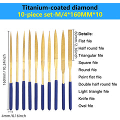 10pcs Mini Titanium Coated Files Kit for Wood Ceramic Glass